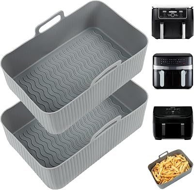 YQL Large Silicone Air Fryer Liner for Ninja AF451UK AF400UK 9.5L 2PCS