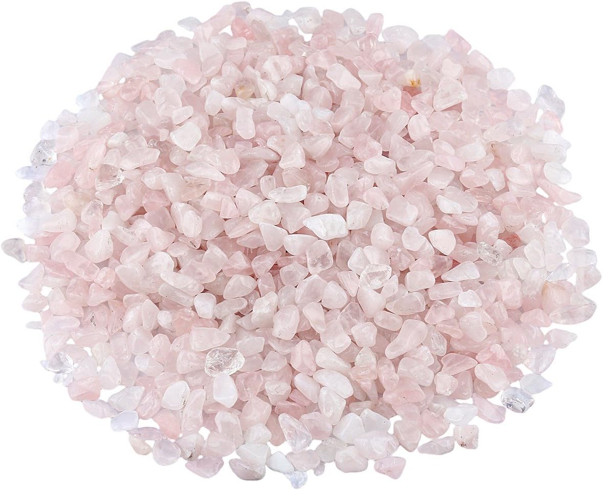 Indoor Fountains & Accessories - SUNYIK Rose Quartz Tumbled Chips Stone,Crushed Crystal Quartz Pieces,Irregular Shaped Stones,1pound(About 460 Gram)