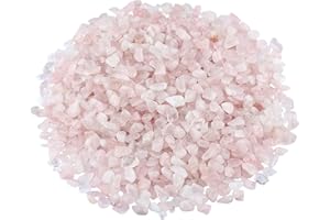 SUNYIK Rose Quartz Tumbled Chips Stone,Crushed Crystal Quartz Pieces,Irregular Shaped Stones,1pound(About 460 gram)