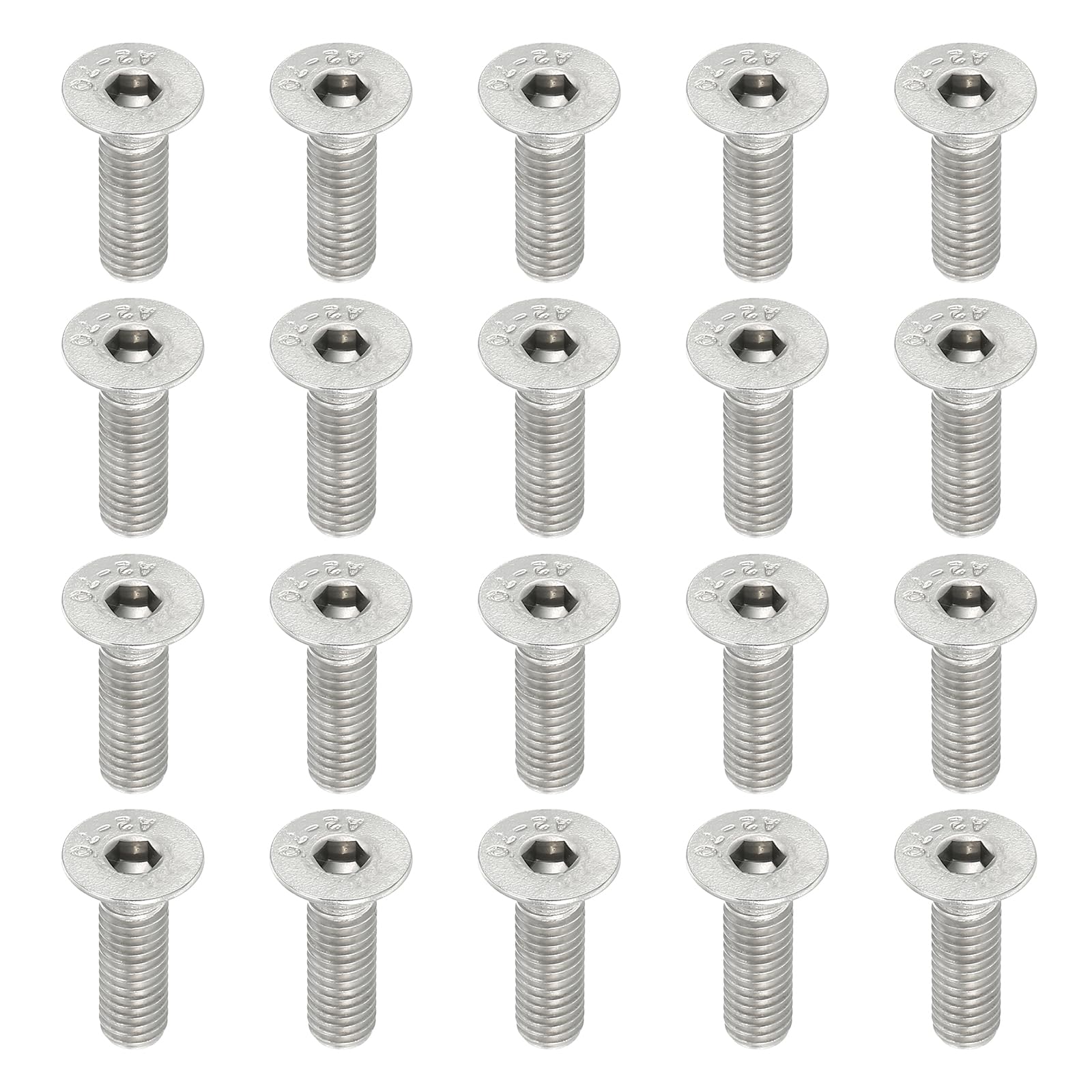 PATIKIL M6 x 20mm Flat Head Socket Cap Screws, 20 Pack 304 Stainless Steel 18-8 Machine Screws Flat Countersunk Bolts Hex Socket Drive Fasteners Grade 6.8 โ image 1