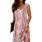 Vintage Summer Dresses for Women 2025 Sleeveless Beach Sundress Cover Ups Swing Casual Loose Tank Shirt Dress