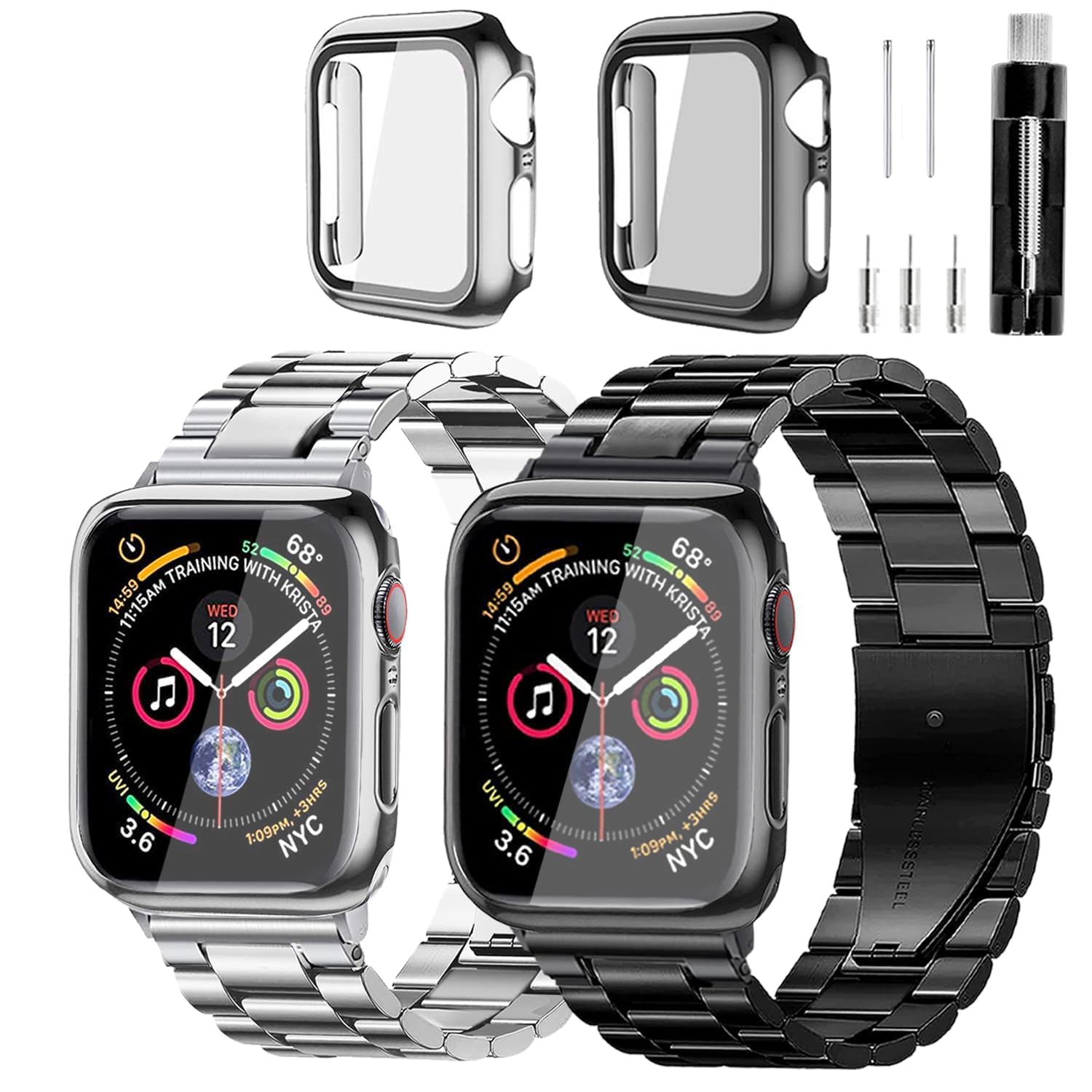 REASDEN Stainless Steel Band and Case Compatible With Apple Watch Iwatch Ultra Series 11 10 9 8 7 6 5 4 3 2 1 SE 49mm 45mm 46mm 44mm 42mm 41mm 40mm 38mm,Men Women Classic Classy Metal Business