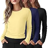 LessonZoo 3 Pack Girls Long Sleeve Athletic Yoga Shirts Kids Quick Dry Tops Crewneck Teen Basic Tees Activewear for Sports