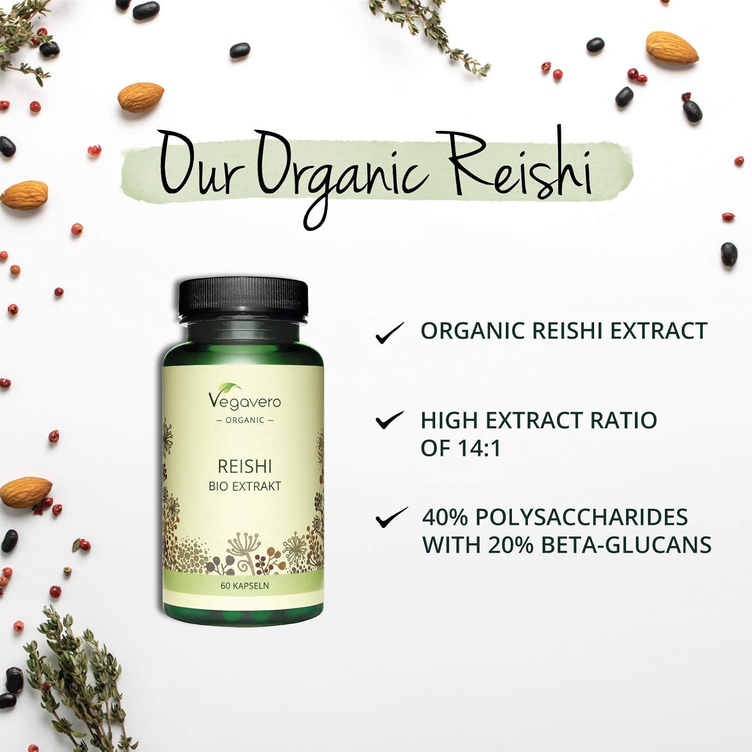 Vegavero Organic Reishi Extract, 90 count (Pack of 1) - Image 4