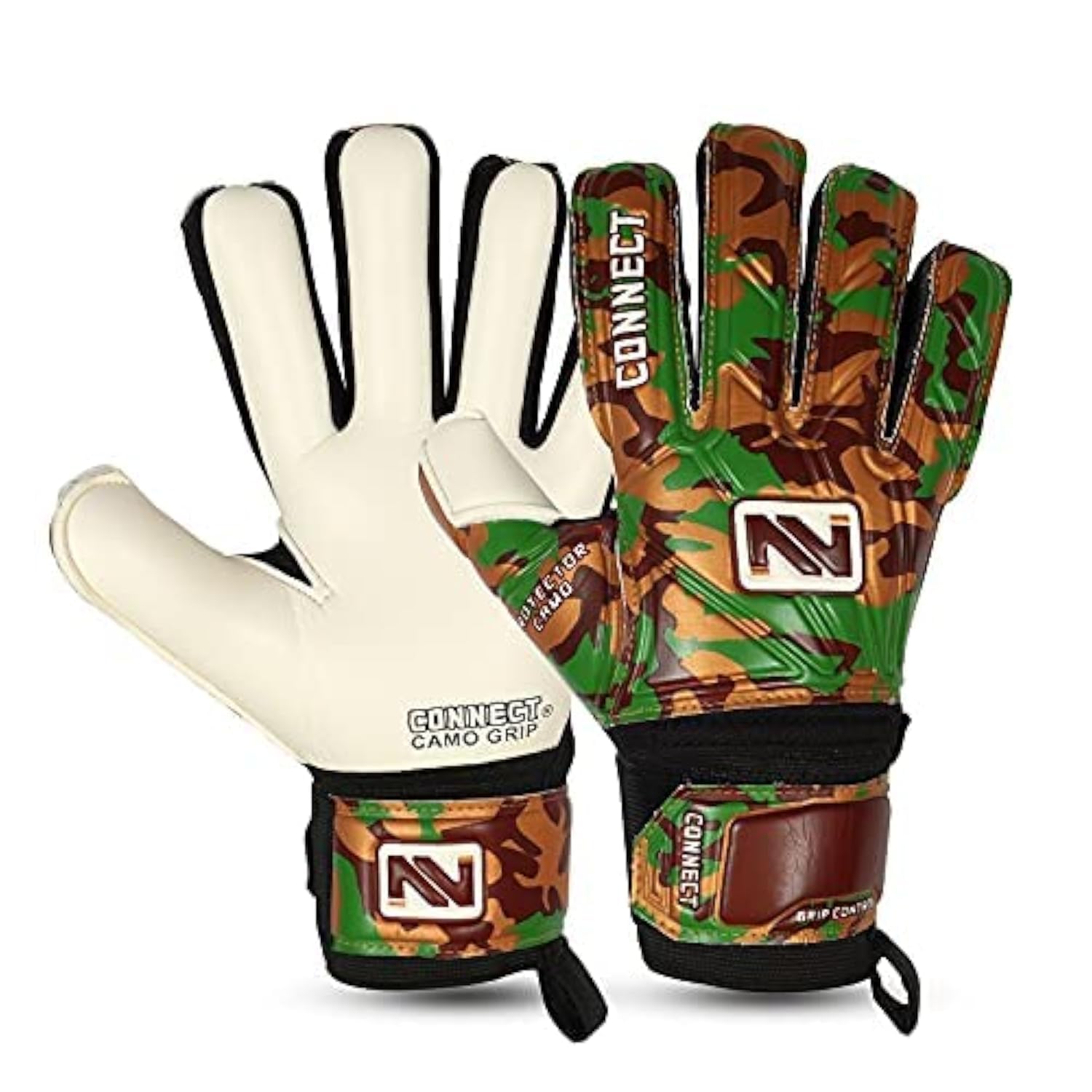 CONNECT Goalkeeper/Goalie Gloves Extreme Grip for Kids, Youth & Adult, Finger Support, Soccer Gloves for Boys, Girls & Junior Keepers Football Gloves for Training, Size 4/5/6/7 (Gold, 4)