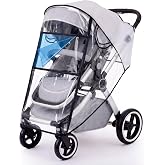 Clear Stroller Rain Cover, Universal Fit, Side Ventilation, Durable Clear | Waterproof Recessed Zipper Design, Breathable &amp; Durable, Easy Access,Stroller Accessories Protects from Rain Wind Dust Snow