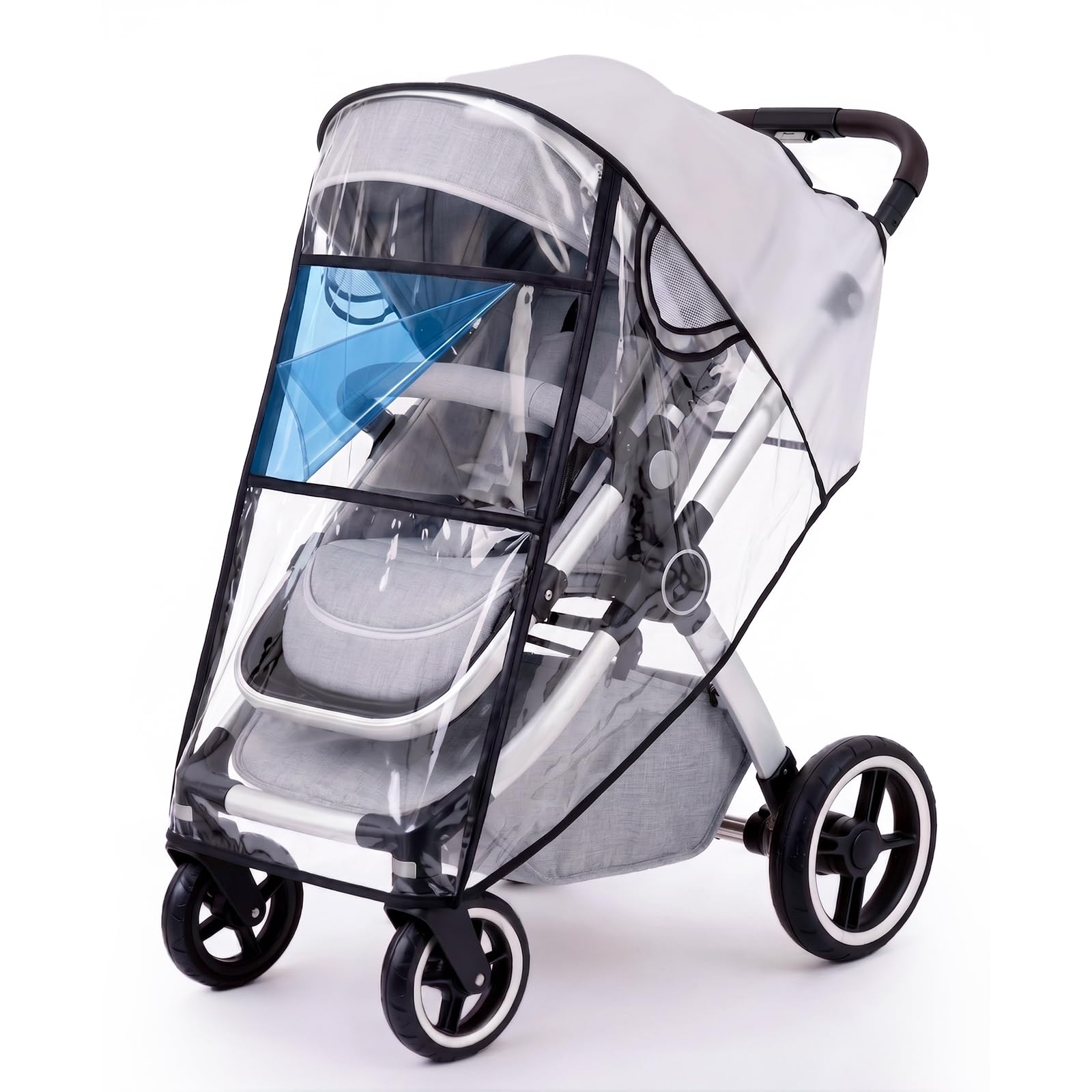 Orzbow Regenschutz Kinderwagen Universal, mit Klarsichtscheibe, Schwarz
