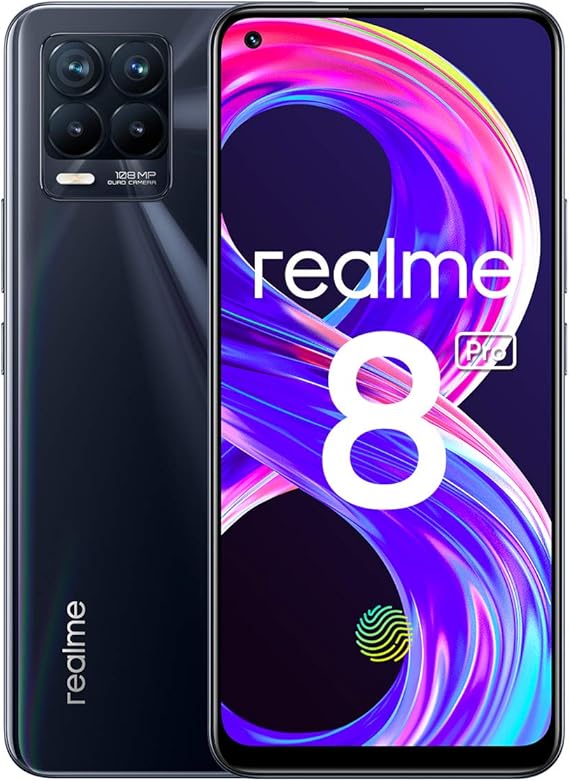 realme 8 Pro Smartphone, Ultra Quad Camera da 108 MP, Display Super AMOLED da 16,3 cm (6,4"), Ricarica SuperDart da 50W, Grande batteria da 4.500 mAh, Dual Sim, NFC, 6+128GB, Punk Black