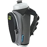 Amphipod Hydraform Ergo-Lite Ultra Handheld Water Bottle, BPA-Free Hydration/Fuel Bottle, Endurance Runners & Walking (12oz, 16 oz & 20 oz) - Charcoal/Clear - 20 oz.