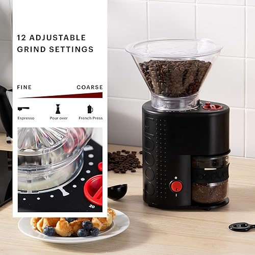 Bodum Bistro Electric Conical Burr Coffee Grinder, Preset Timer