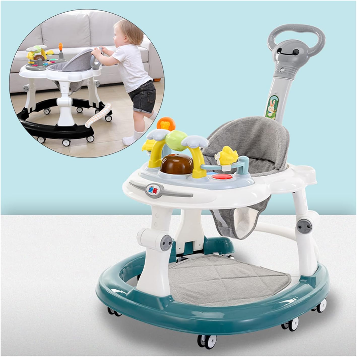 Baby Walkers, Folding Toddler Walker with Push Handle & Foot Pad, 8