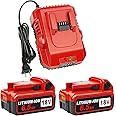 Upgraded 18V Battery 6.5Ah Replacement for Milwaukee M-18 Battery 2Pack and Charger Replacement for Milwaukee 48-11-1820 48-1