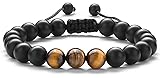 Hamoery Men Women 8mm Matte Tiger Eye Beads