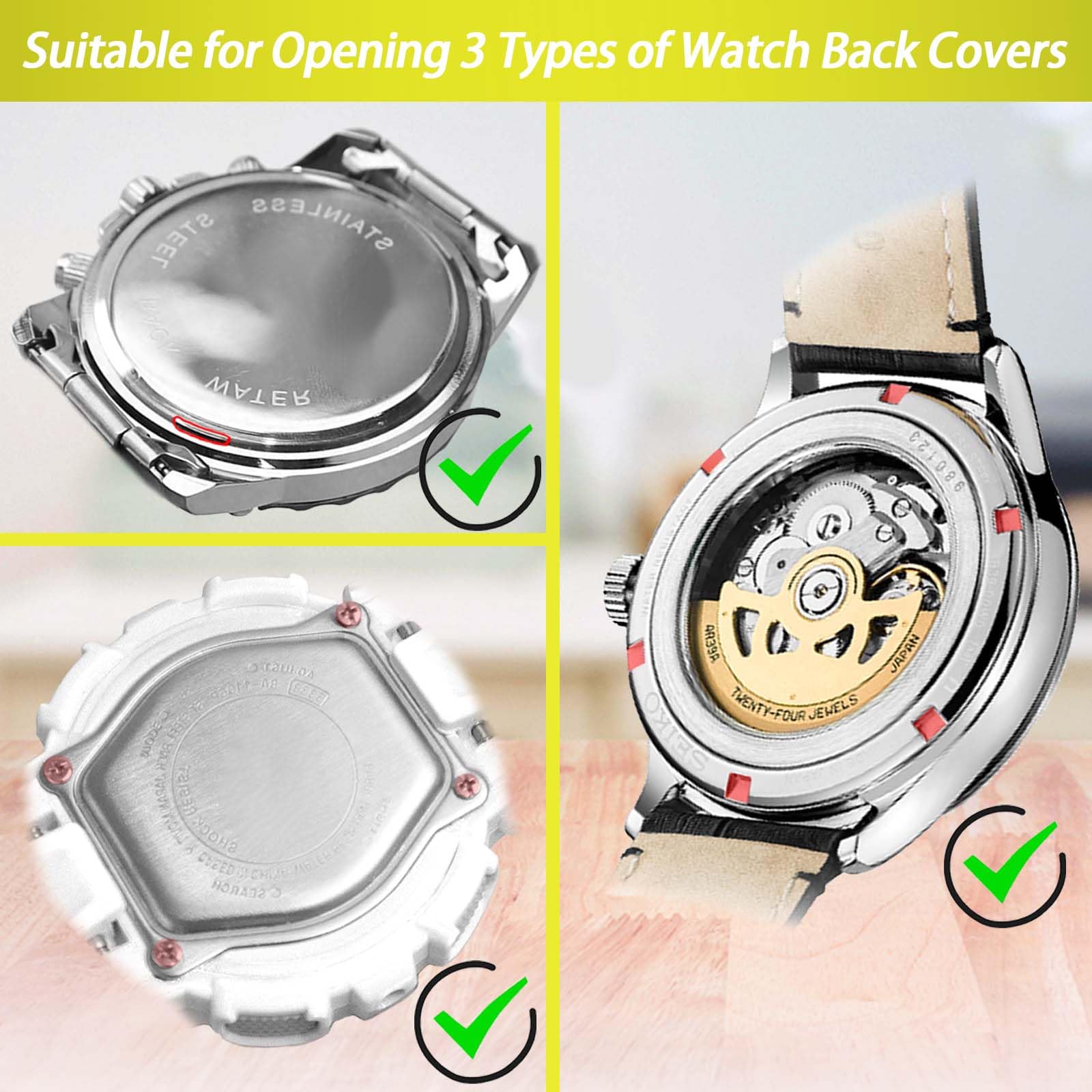 GLDCAPA Watch Battery Replacement Tool, Watch Repair Kit, Watch Link Removal Kit, Watch Screwdriver, Watch Holder, Spring Bar, Tweezers with 60pcs Watch Batteries