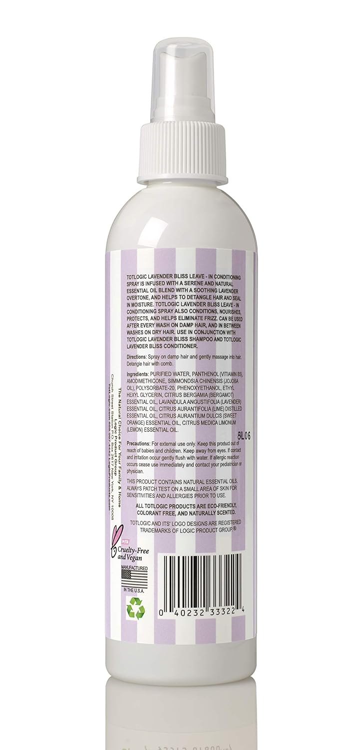 TotLogic Kids Detangler Spray and Leave In Conditioner - Naturally Scented with Essential Oils - Lavender, 8 oz: Beauty