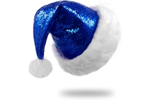 Subyan Santa Hat for Adult, Unisex Thicken Comfortable Sequin Christmas Hat for Christmas New Year Festive Theme Party Supply