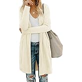 OUGES Women's Open Front Cardigan Shirt with Pockets Long Sleeve Lightweight Coat
