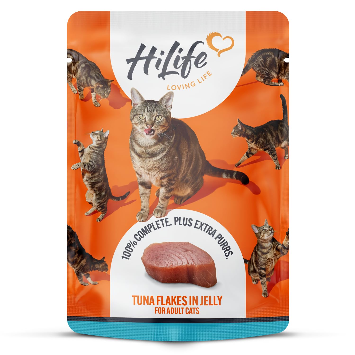 HiLife Adult Wet Cat Food, Tuna Flakes in Jelly, Complete Cat Food Pouches, 100% Natural & Grain Free (18 x 70g Pouches)