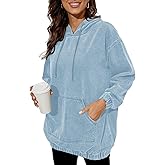 Aomice Women's Denim Hoodie Long Sleeve Pullover Sweatshirts Jean Jacket with Pockets
