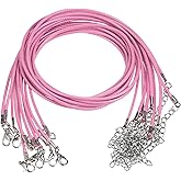HARFINGTON 10pcs Waxed Necklace Cord Bulk, 16 Inches and 2mm Dia Necklace String Rope with Clasp for Pendants, Bracelets, Necklaces, Jewelry Making Beading Supplies, Pink
