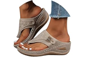 Orthopedic Sandals For Women Dressy Summer Comfortable Walking Slide Sandals with Arch Support Soft Slip on Slippers
