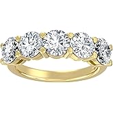 ARAIYA FINE JEWELRY 14K Yellow Gold Round-shape Lab Grown Diamond Five Stone Wedding Anniversary Band Ring (3 cttw, D-E Color, VS Clarity) Size 6