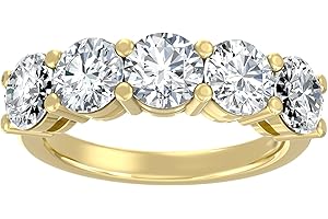 ARAIYA FINE JEWELRY 1/2 Carat - 5 Carat Lab Grown Diamond Five Stone Ring | 14K Solid White or Yellow Gold Wedding Anniversary Band Ring | D-E Color and VS clarity