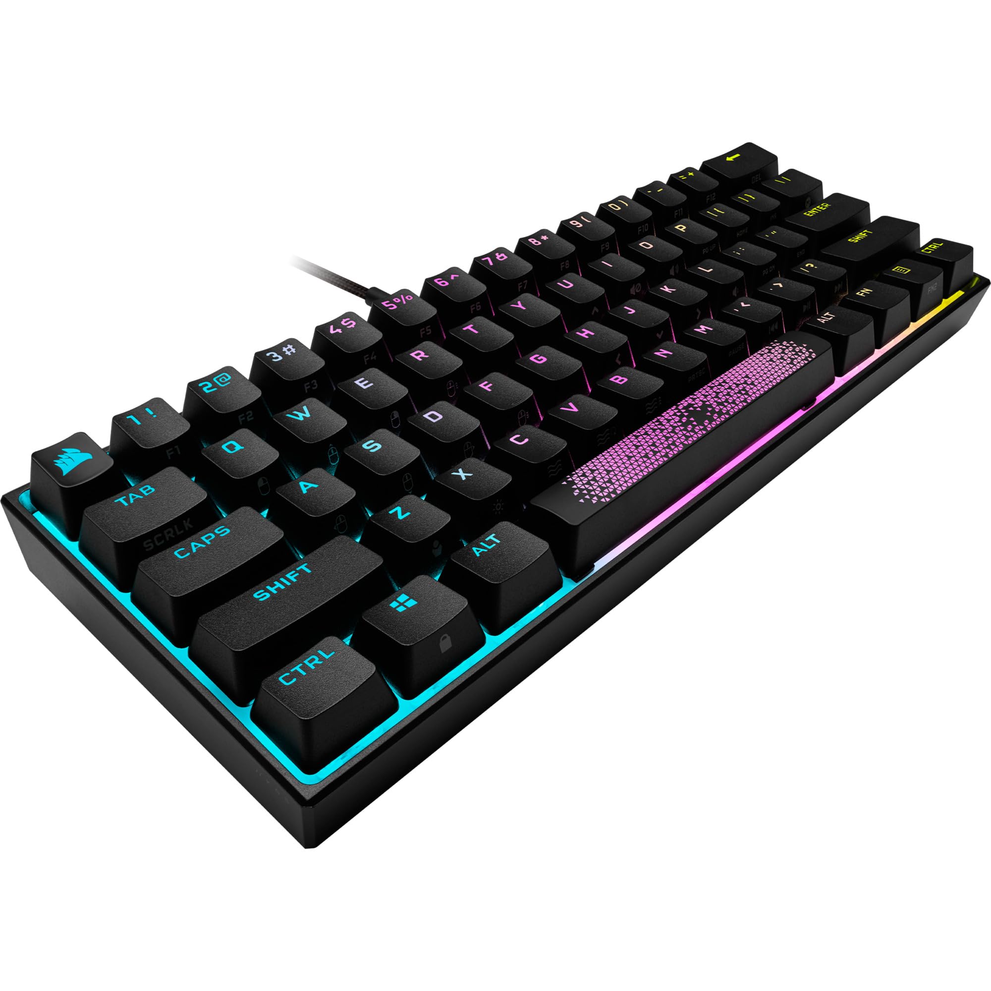 Corsair K65 RGB MINI 60% Mechanische Gaming-Tastatur (Anpassbare RGB-Beleuchtung einzelner Tasten, CHERRY MX SPEED-Tasten, PBT-Double-Shot-Tastenkappen, AXON-Technologie) QWERTZ, Schwarz 7