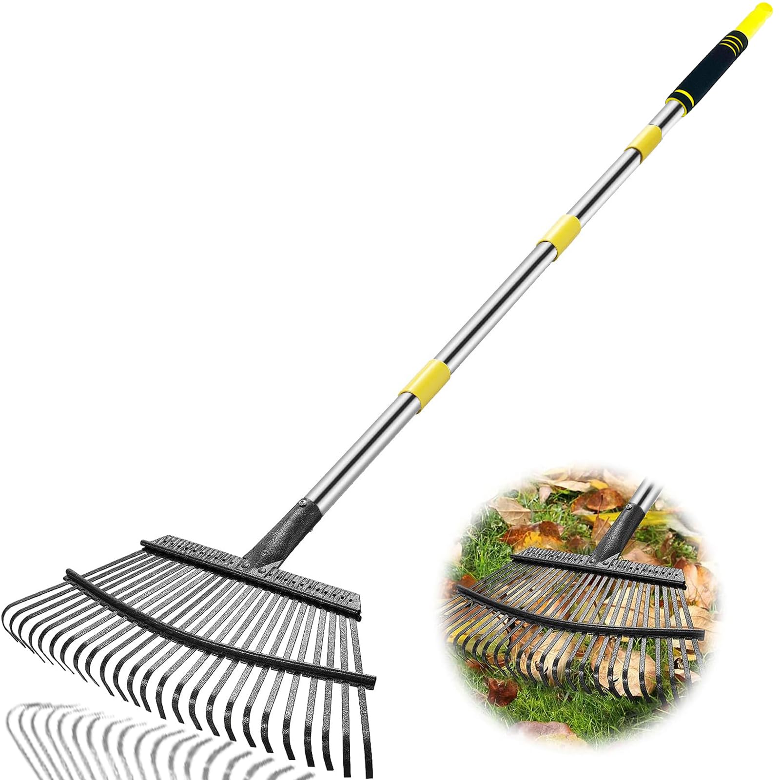 Coopvivi Rake Heavy Duty 6FT Long Garden Rakes , 18.5 Inch Wide Leaf ...