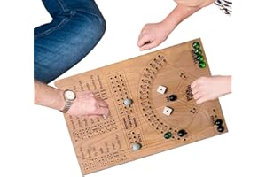 Wooden Baseball Dice Board Game, Wooden Baseball Game, with Dice and Glass Pinballs, Strategy Brain Games for Family, Party, 