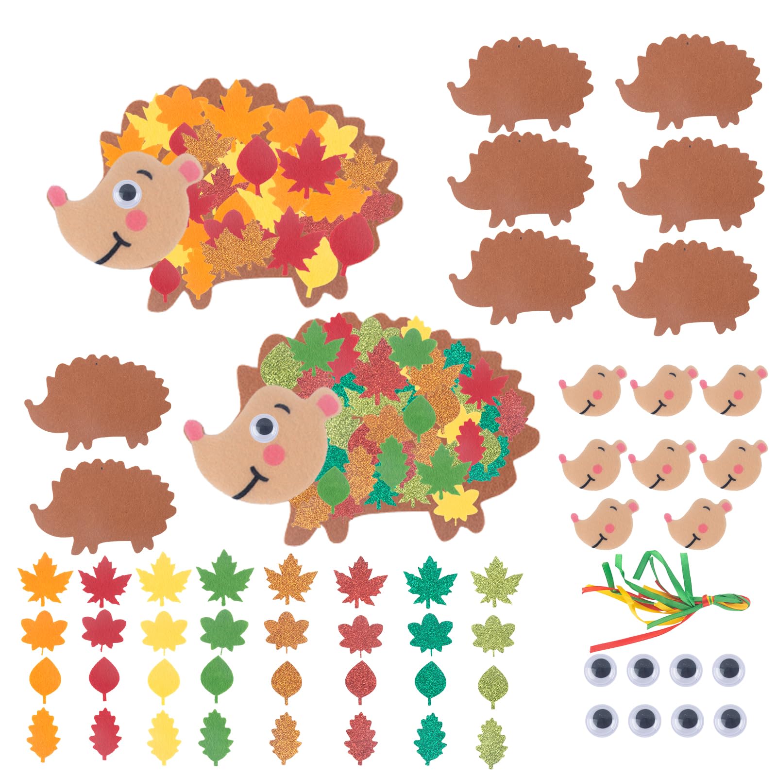 GWAWG 8PC Leafy Hedgehog DIY Kit Peel Stick EVA Foam Arts and Crafts Kit Kids Autumn Craft Set Child 4-12 Creative Fall Poke Art Toy for Boys Girls Group Activities Party Crafts Hanging Decorations