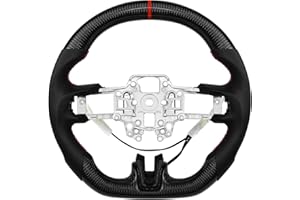 MOTAFAR Carbon Fiber D-shaped Flat-bottom With heating function Steering Wheel Preforated Leather Grip for Mustang EcoBoost/GT/Shelby GT350/GT350R 2018-2021