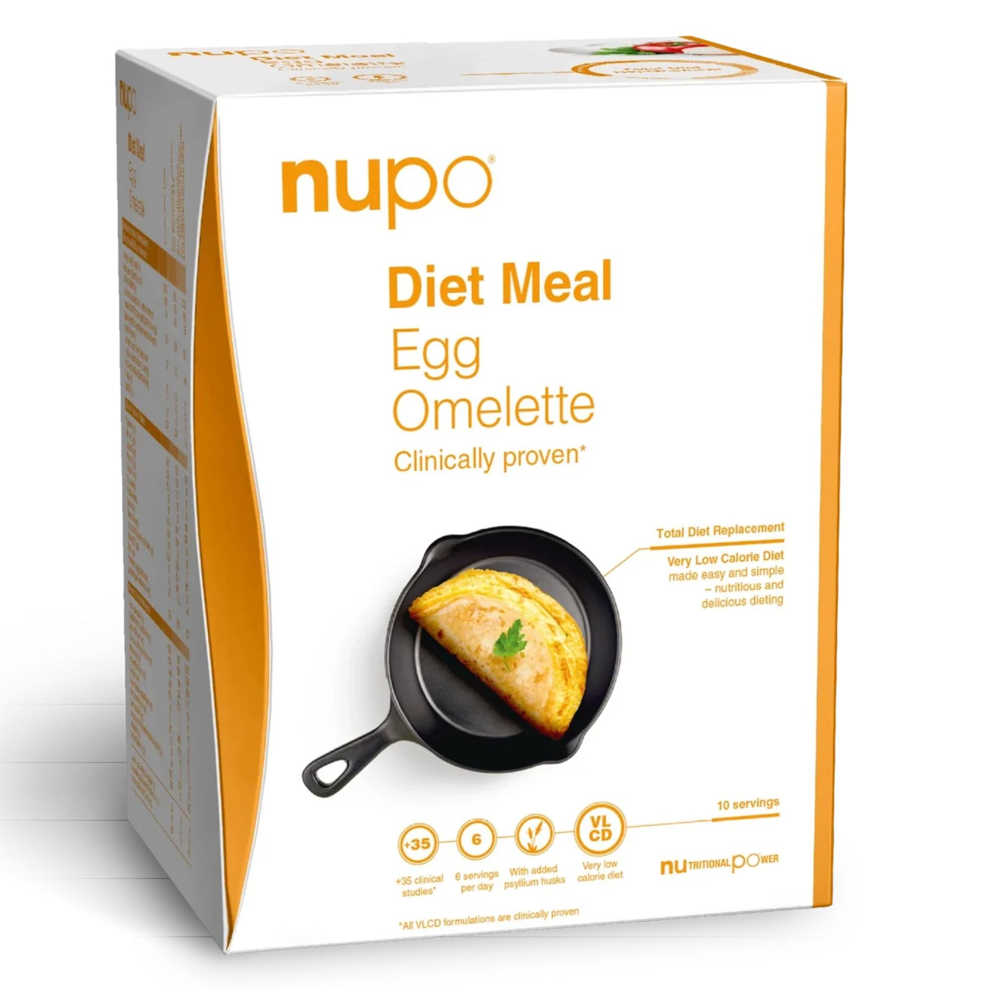 NUPO Diet Meal Replacement for Weight Loss (Egg Omelet, 10 Servings) | Very Low Calorie Ready Meal for Weight Management | Gluten Free Ready Meals | GMO Free Just Add Water Meals