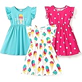 PATPAT 2/3 Pack Toddler Little Girl Ruffle Sleeve Dress Set Summer Twirl Dresses Outfits for Girls