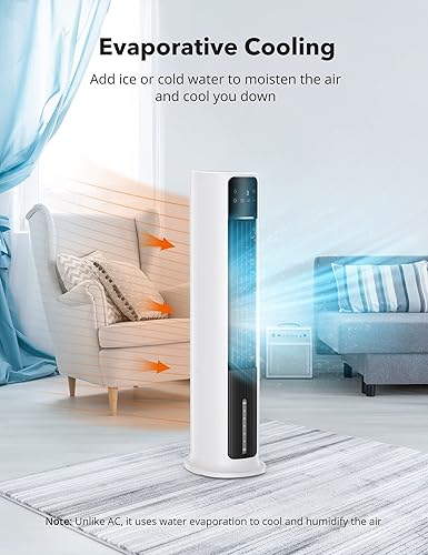 3-1 Evaporative Air Cooler, 43''Bladeless Tower Fan with Cooling