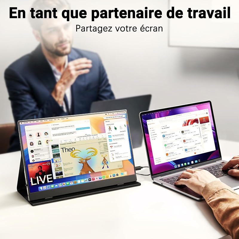 Ecran Portable, 15,6 Pouces Moniteur Portable IPS 100% SRGB