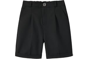 LOLANTA Boys Dress Shorts, Kids Summer Shorts School Uniform Outfit,Flat Front, Solid, Adjustable Waist 2-14 Years
