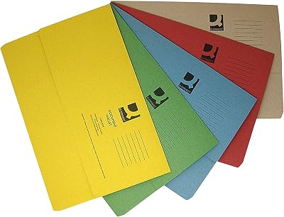 Q-Connect Document Wallets Foolscap Assorted Pack 50 285gsm 30mm