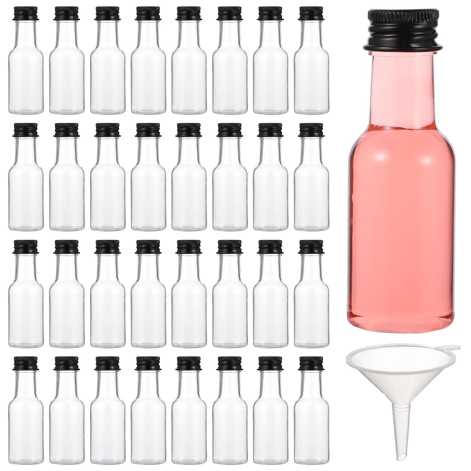 Photo 1 of 100 Pcs Mini Liquor Bottles Plastic Mini Salad Dressing Bottle Christmas Small Shooter Alcohol Holders with Cap Wine Hot Sauce(0.8 Oz,Black)