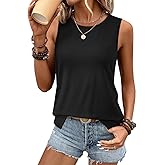 ATHMILE Tank Top for Women Summer Sleeveless Tops Casual Crewneck Side Split Tank Top Beach Vacation Outfits 2025
