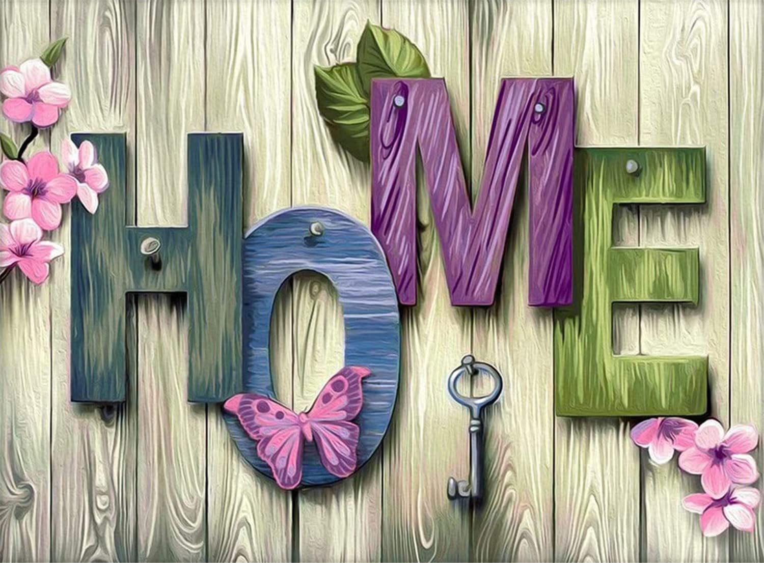 Cross Stitch Kits 11 Count Stamped, Meecaa Home Flower Butterfly Key Embroidery Kit with Accessories Pre Printed (36CMx46CM) (Home)