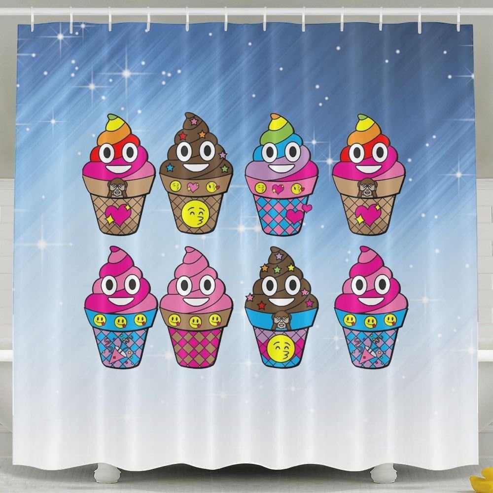 HUANGLING Emoji Rainbow Poop Shower Curtain 60x72inch