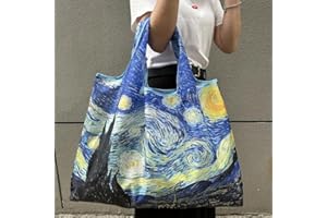 1pcs Large Capacity Tote Bag, Lightweight Foldable Oil Painting Style Shopping Bag, Hand-Washable Reusable Gym Bag