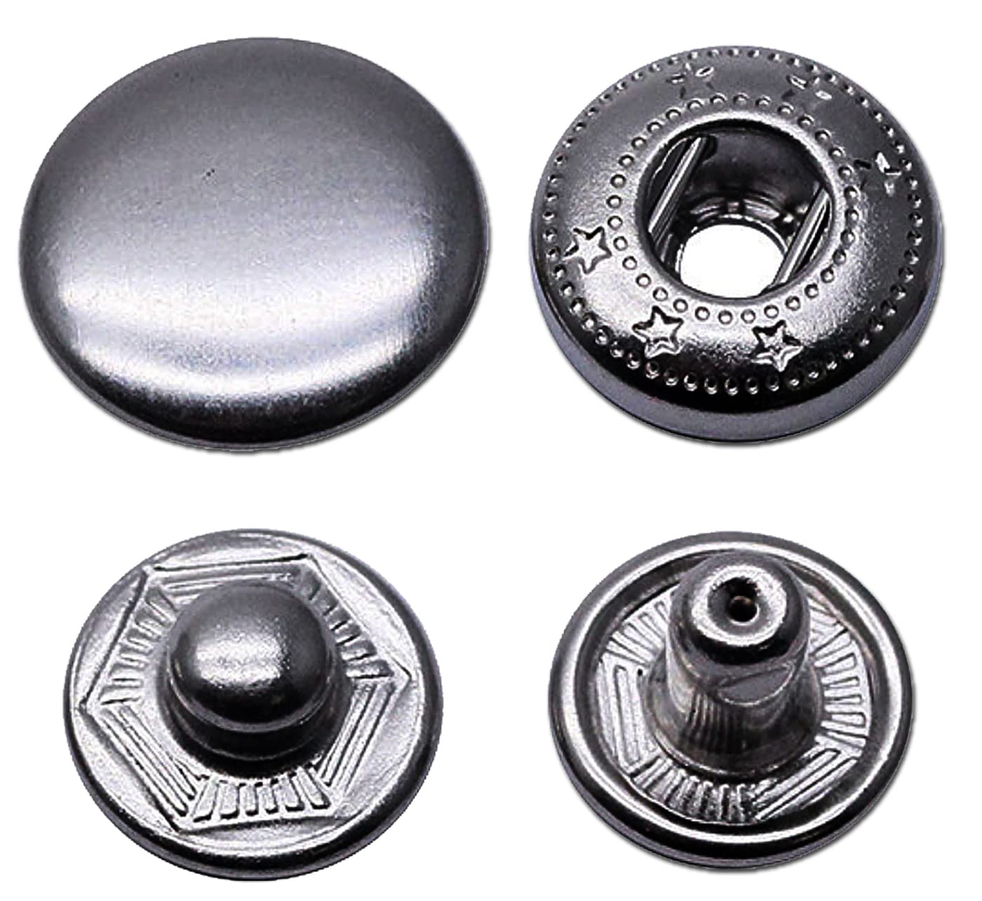 RERI Anorak Black Studs Diameter 15 mm 80 Set for Leather Craft, Jackets, Handbags, Wallets