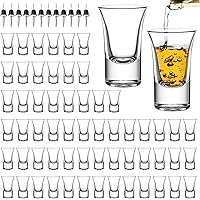 SUN GKOTTA 60-Pack 1 OZ Glass Shot Glasses set with 10 Pourers - Heavy Base shot Glasses bulk for Bar, Party, and Gifts
