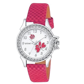 Women's and Girl's Stone Studded Analogue White Dial Watch