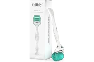 Follicly Derma Roller – Professional Microneedling Tool for Hair, Skin & Face – 192 Authentic Titanium Microneedles – Premium At Home Beauty Care – Includes Free Protective Storage Case