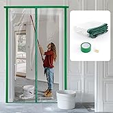 Magnetic Zippered Dust Barrier Door Cover - Fit Doorway 4'x7.5', 1 Pack | Blocks Dust During Construction with Easy Entry, Durable &amp; Reusable, Measure Door Frame Before Ordering, Fits 4'W x 7.5'H