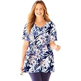 Catherines Easy Fit Short Sleeve V-Neck Tunic | Women's Plus Size
