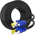 AoforzTech Cat 8 Ethernet Cable 25 ft,Heavy Duty High Speed Network Internet Cable, RJ45 Connector,26AWG 40Gbps 2000Mhz Patch Cord,S/FTP Indoor & Outdoor LAN Cable-Waterproof(Black)